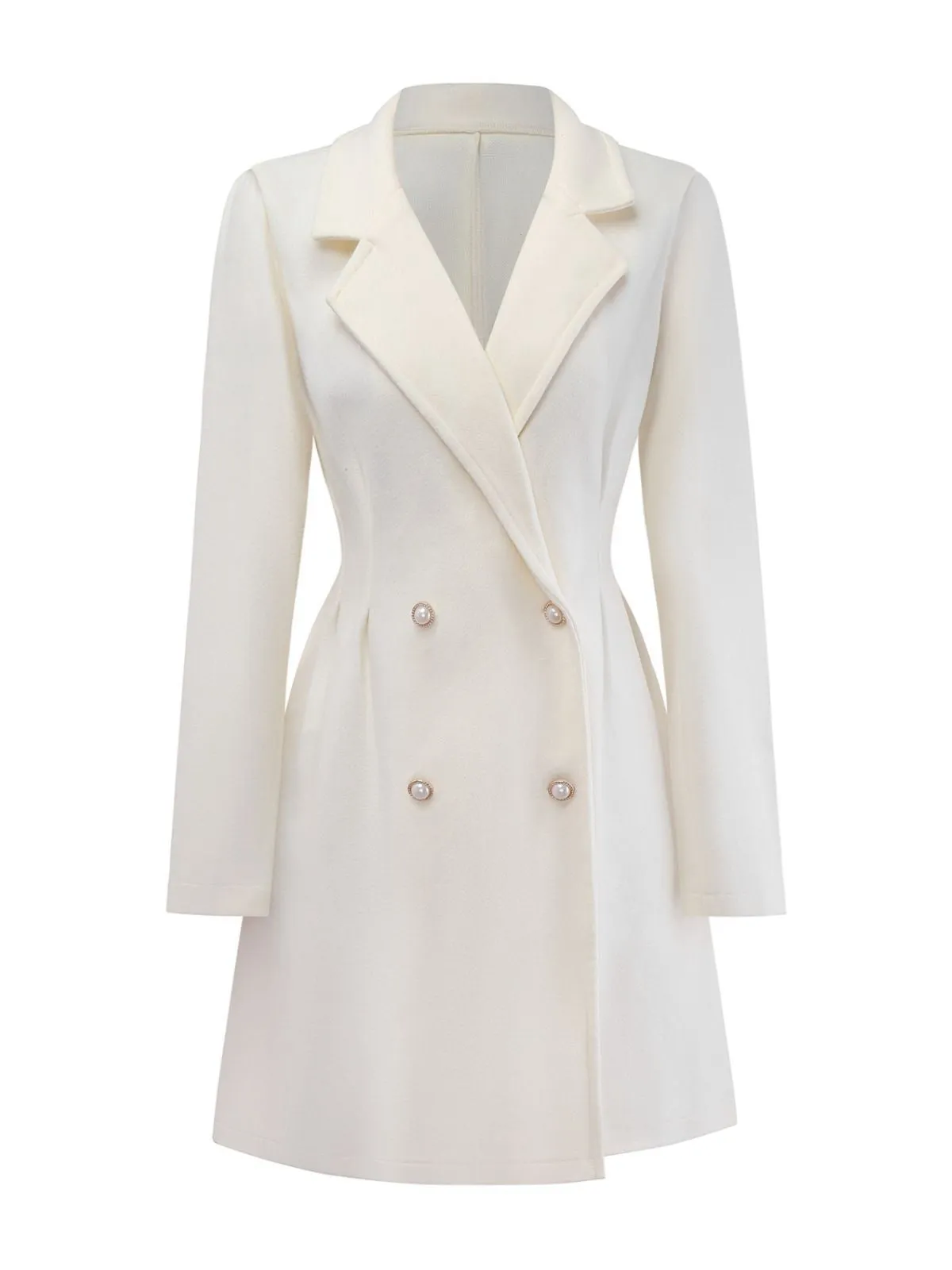White 1940s Pearl Button Faux-Wool Coat sold by Retro Stage