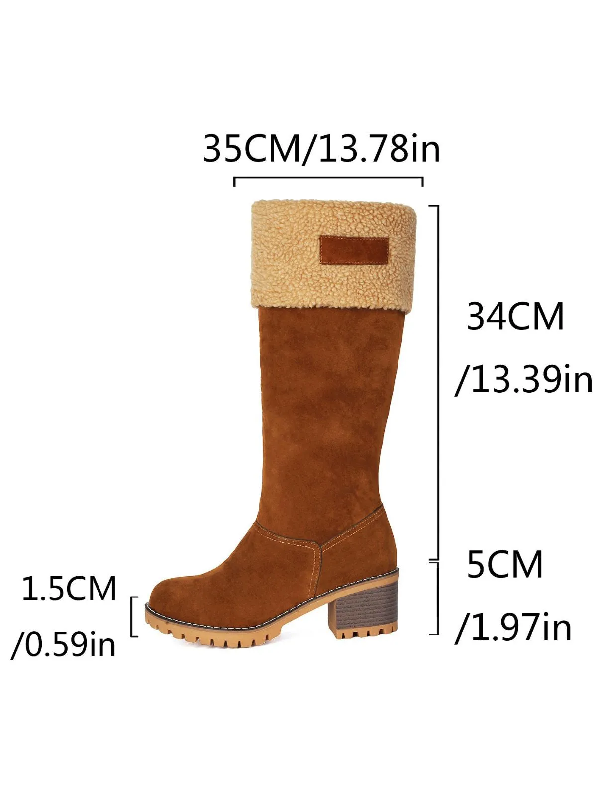 Winter Faux Suede Block Heel Snow Boots sold by Retro Stage product image thumbnail 2