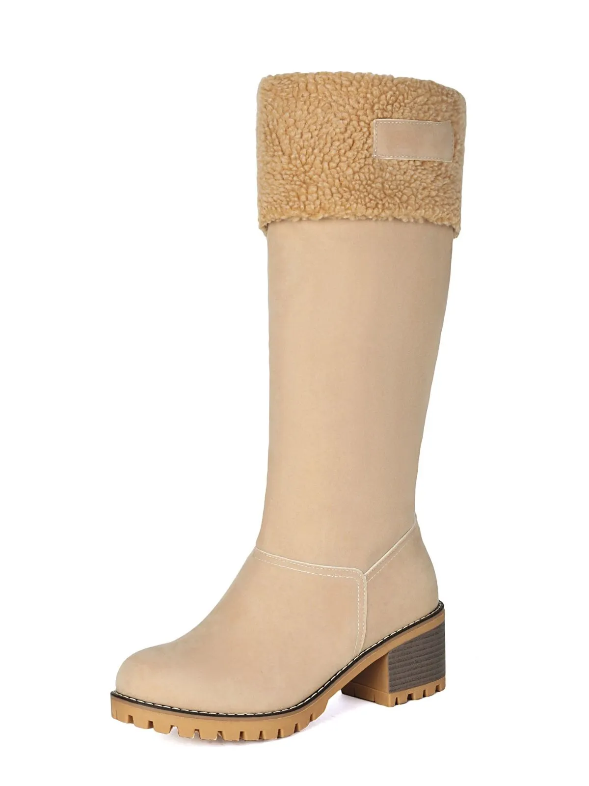 Winter Faux Suede Block Heel Snow Boots sold by Retro Stage product image thumbnail 4