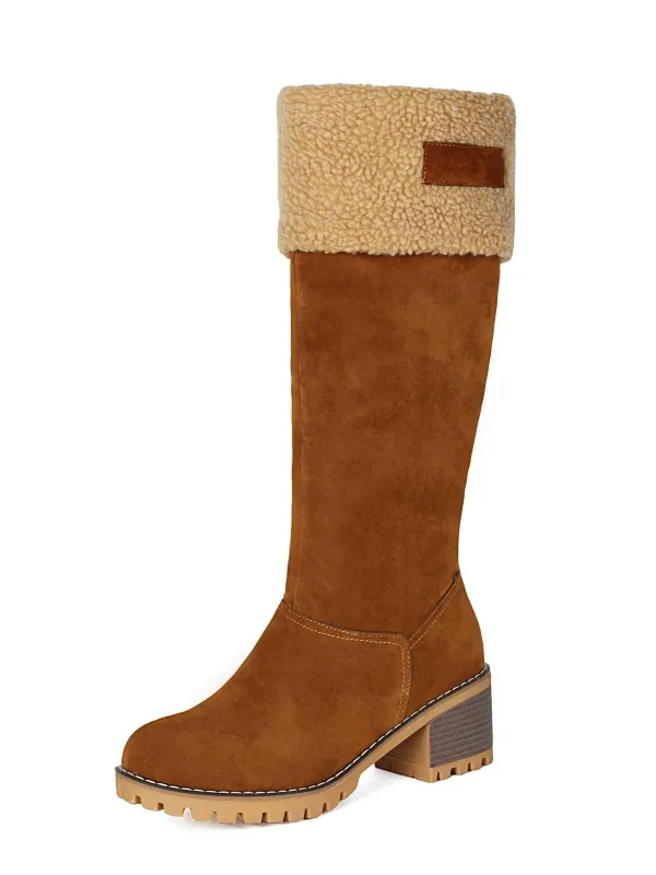 Winter Faux Suede Block Heel Snow Boots sold by Retro Stage