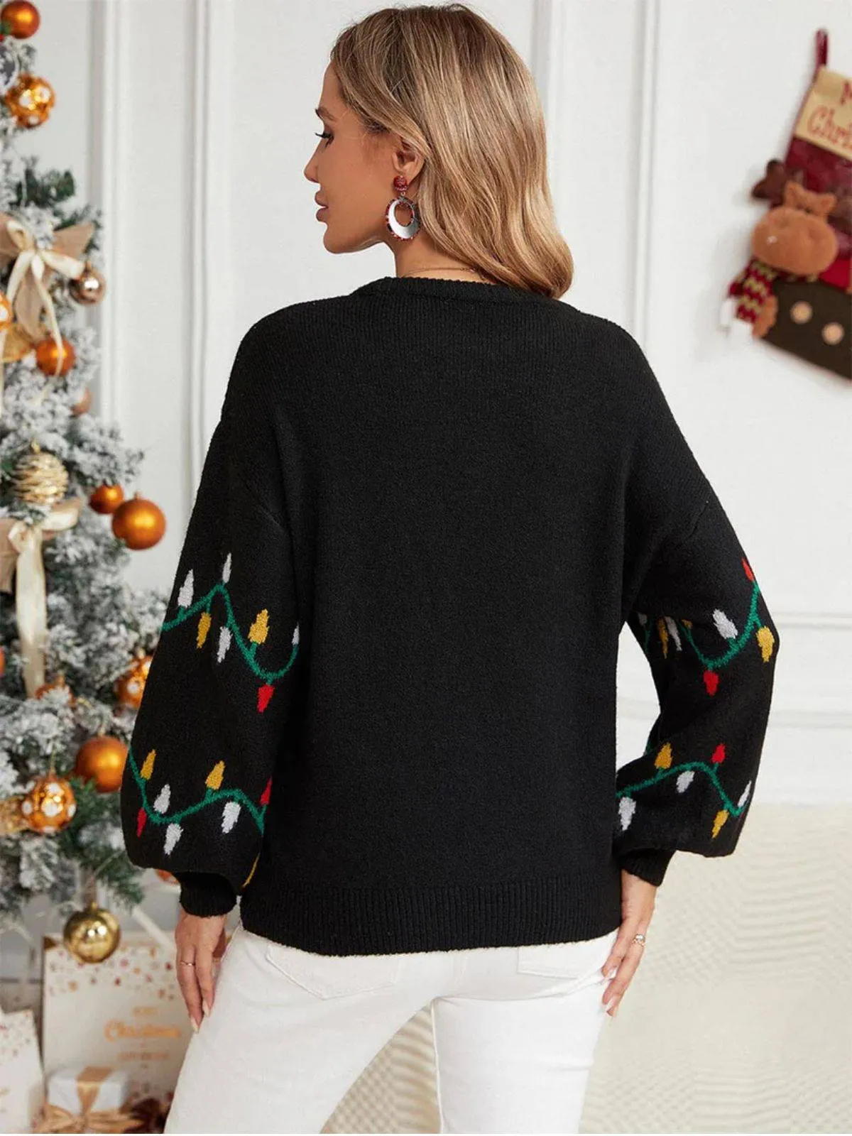 Black 1960s Christmas Lights Knit Sweater sold by Retro Stage product image thumbnail 4