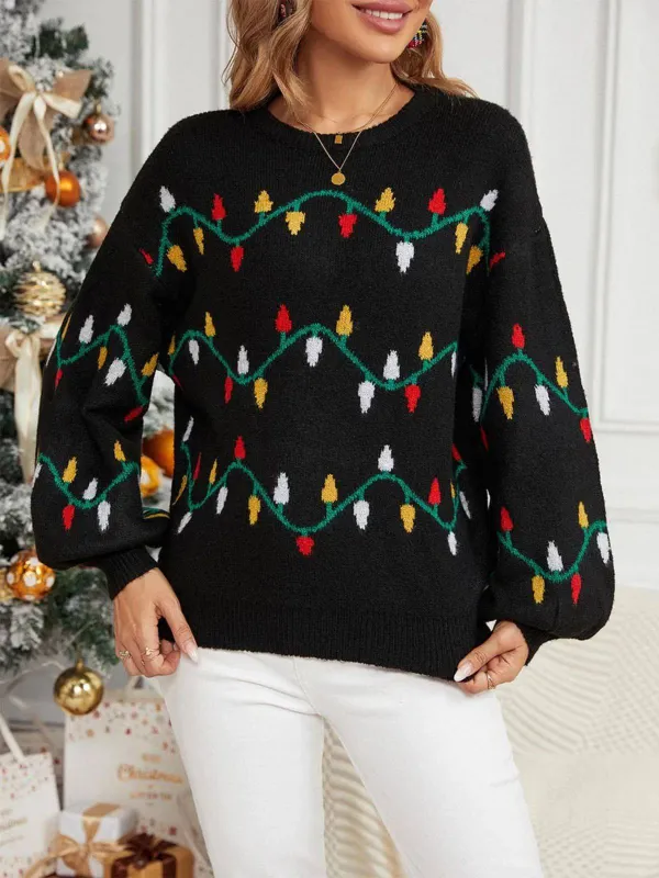 Black 1960s Christmas Lights Knit Sweater sold by Retro Stage