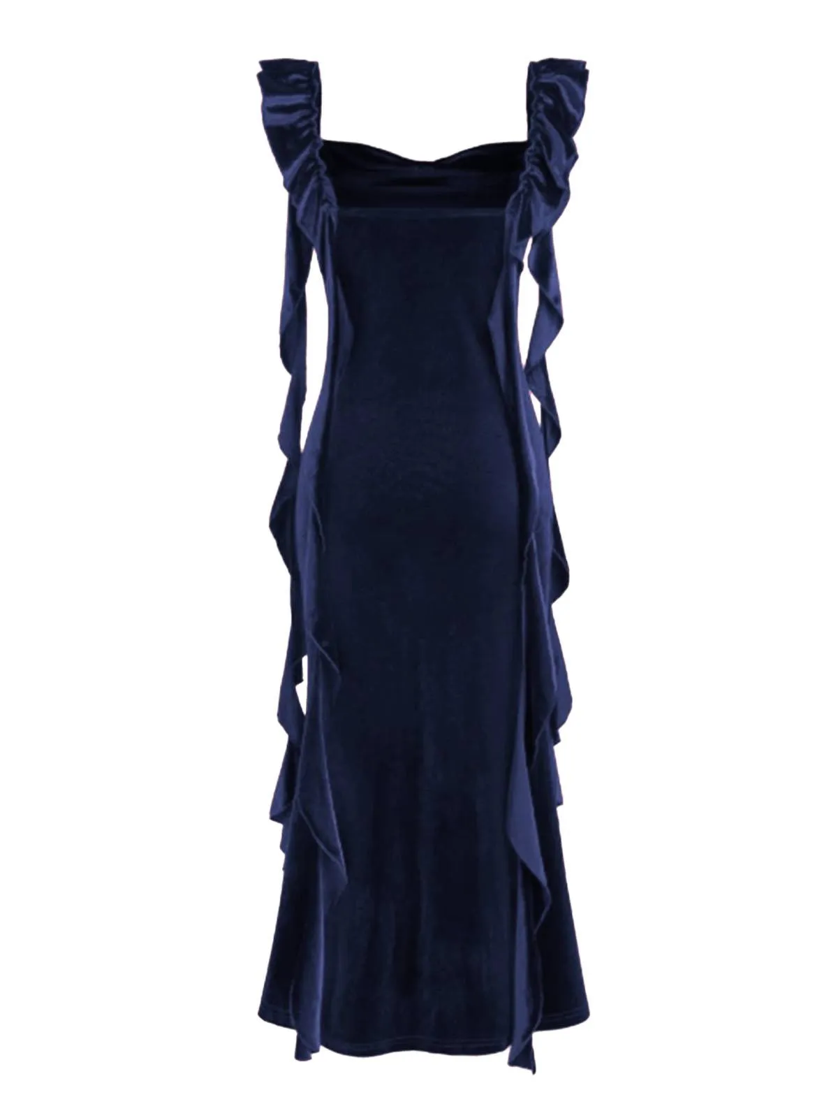 1940s Velvet Ribbon Strap Ruffled Detail Dress sold by Retro Stage product image thumbnail 5
