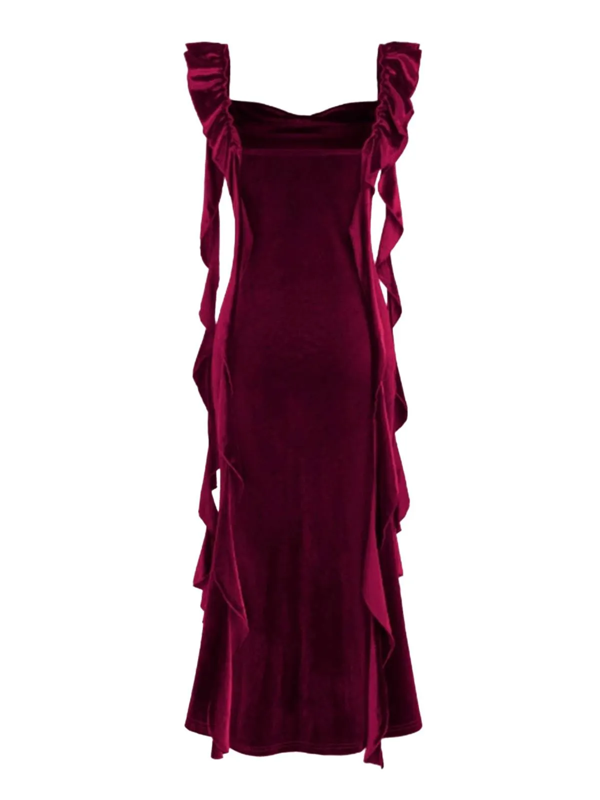 1940s Velvet Ribbon Strap Ruffled Detail Dress sold by Retro Stage product image thumbnail 2