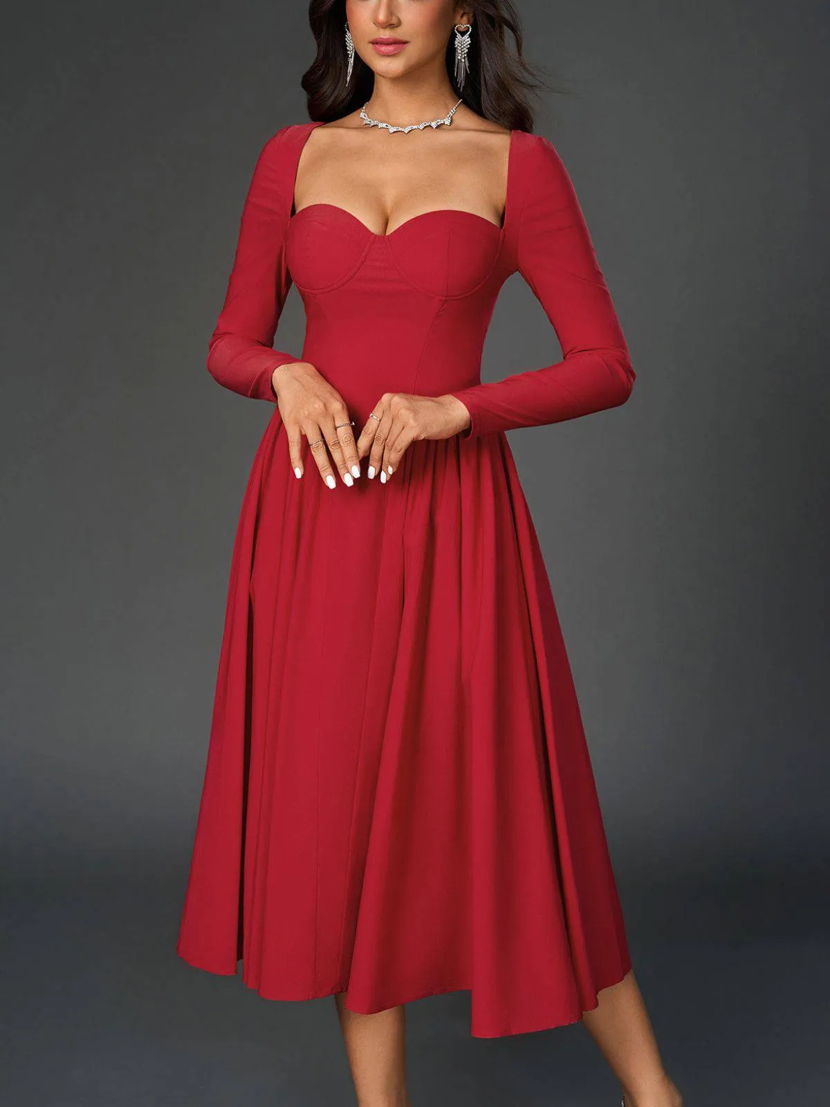 1960s Backless Lace-Up Pleated Midi Dress sold by Retro Stage product image thumbnail 4