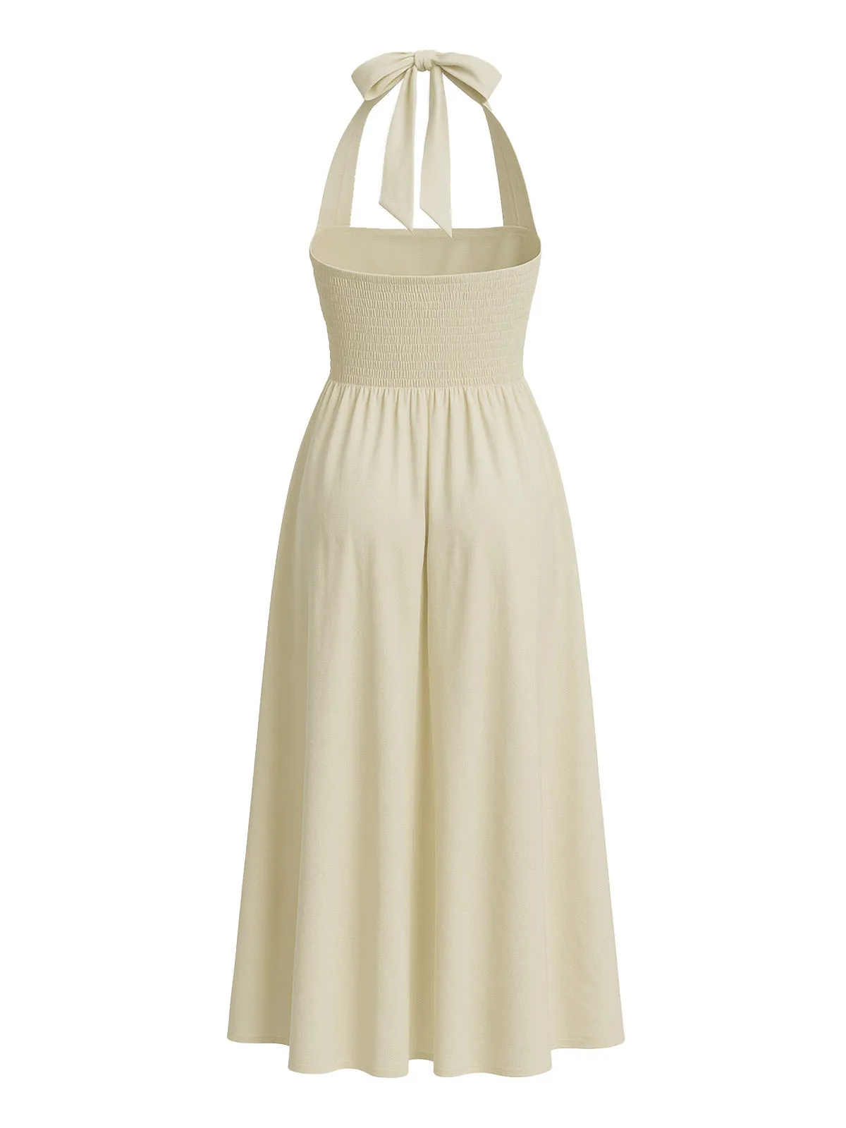 1940s Solid Wide-Strap Halter Backless Dress sold by Retro Stage product image thumbnail 3