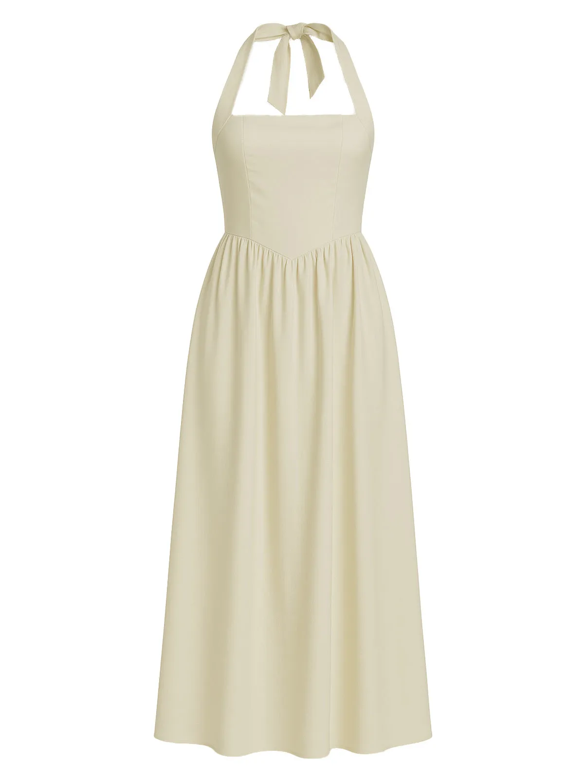 1940s Solid Wide-Strap Halter Backless Dress sold by Retro Stage product image thumbnail 2