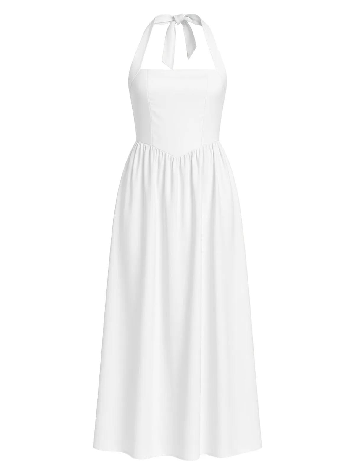 1940s Solid Wide-Strap Halter Backless Dress sold by Retro Stage product image thumbnail 5