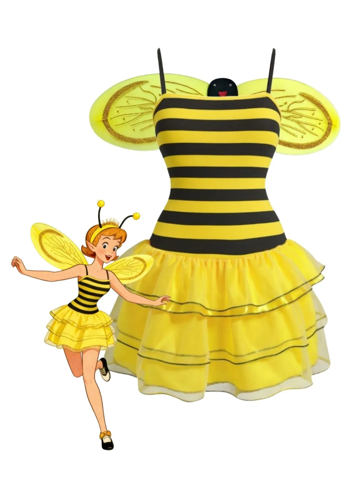 Yellow 1960s Bee Cosplay Costume Set sold by Retro Stage product image thumbnail 2