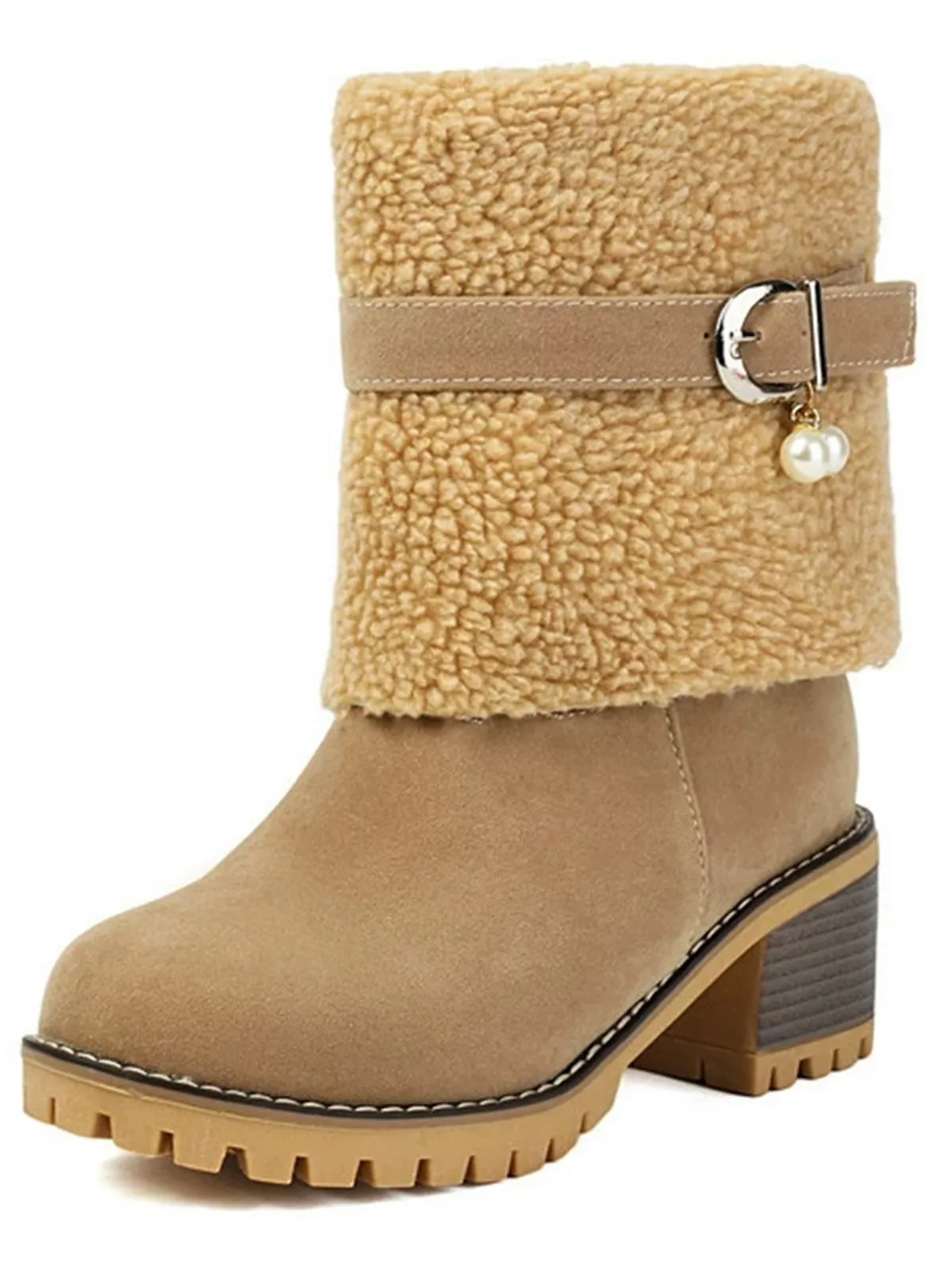 Vintage Pearl Velvet Polar Fleece Mid-Calf Boots sold by Retro Stage product image thumbnail 4