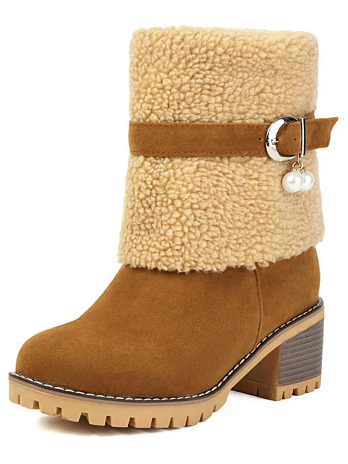 Vintage Pearl Velvet Polar Fleece Mid-Calf Boots sold by Retro Stage product image thumbnail 5