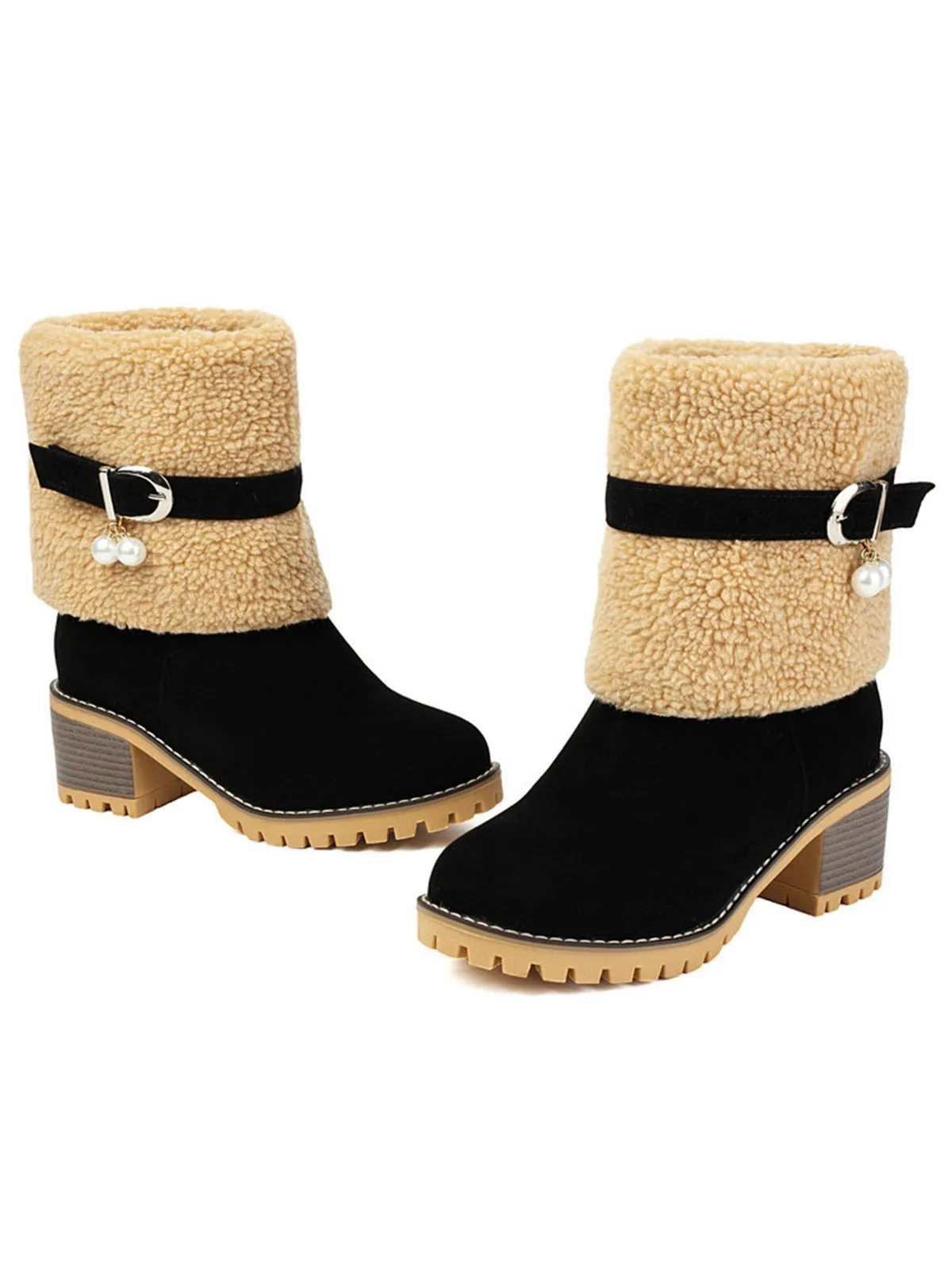 Vintage Pearl Velvet Polar Fleece Mid-Calf Boots sold by Retro Stage product image thumbnail 3