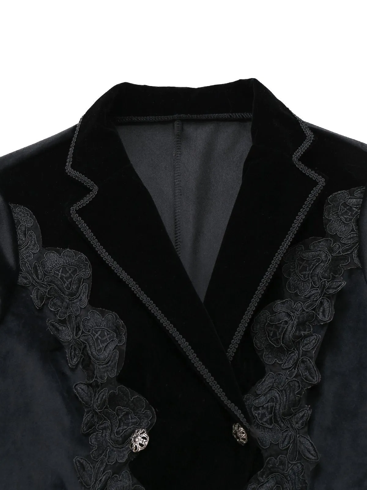 Black 1950s Embroidered Floral Victoiran Style Jacket sold by Retro Stage product image thumbnail 3