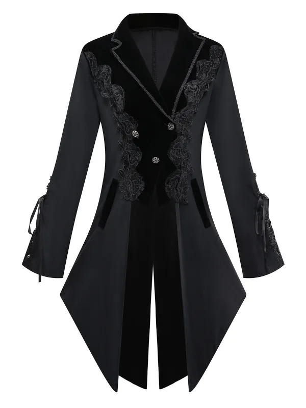 Black 1950s Embroidered Floral Victoiran Style Jacket made by Retro Stage
