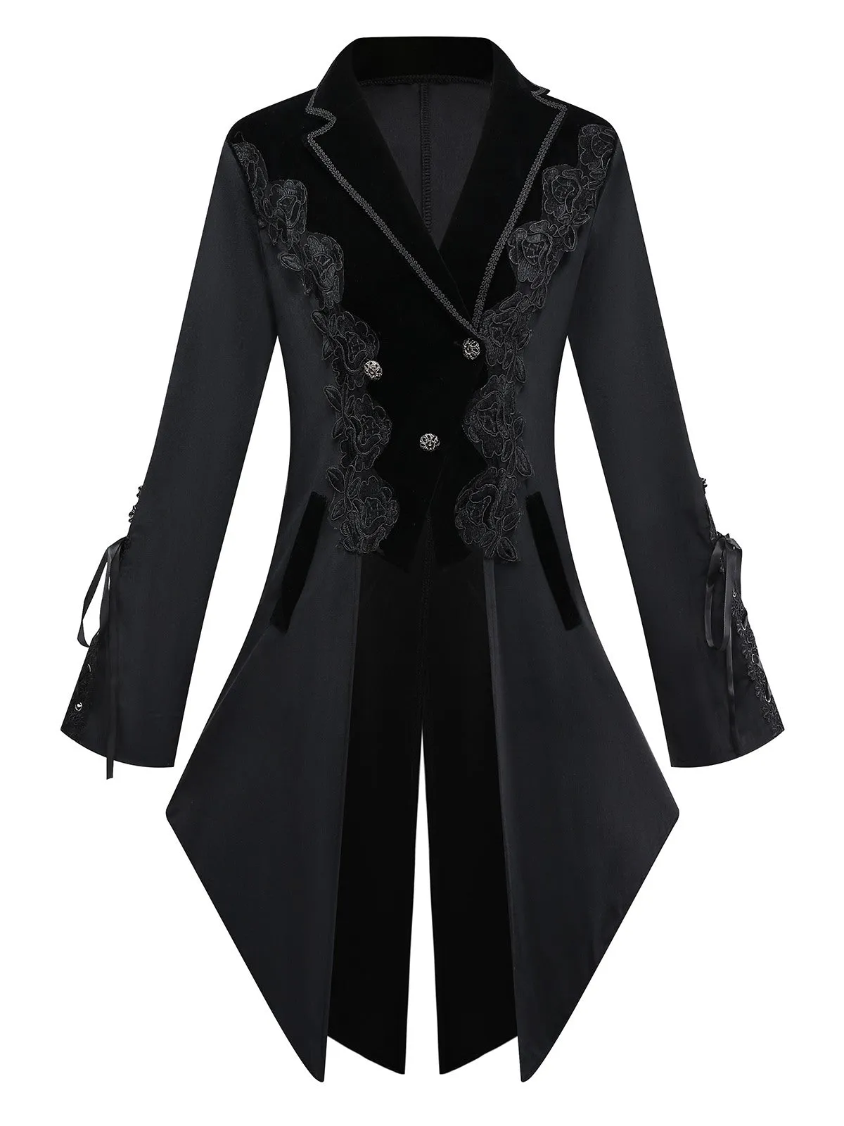 Black 1950s Embroidered Floral Victoiran Style Jacket sold by Retro Stage