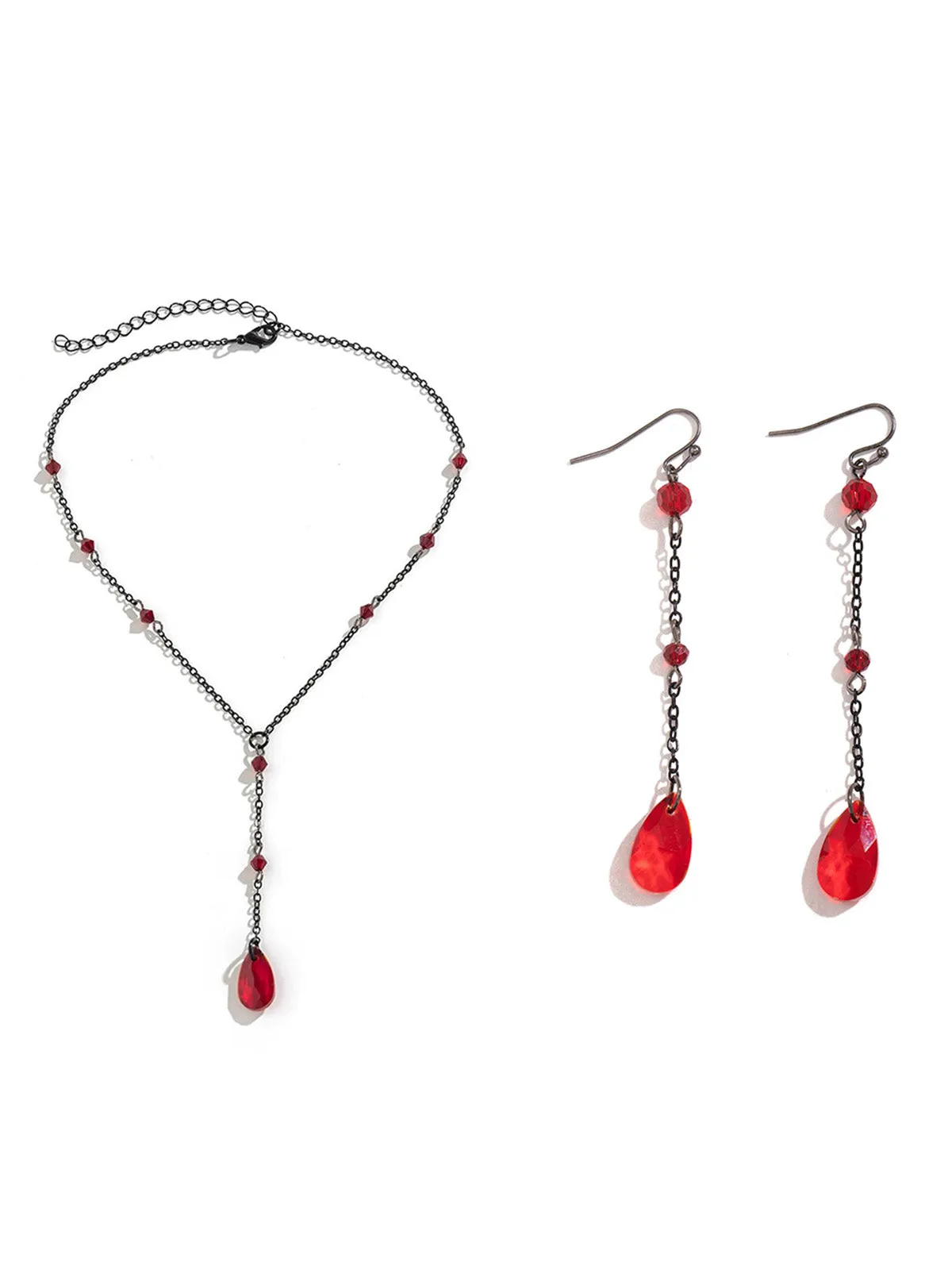 Vintage Teardrop Chain Punk Earrings & Necklace sold by Retro Stage product image thumbnail 5