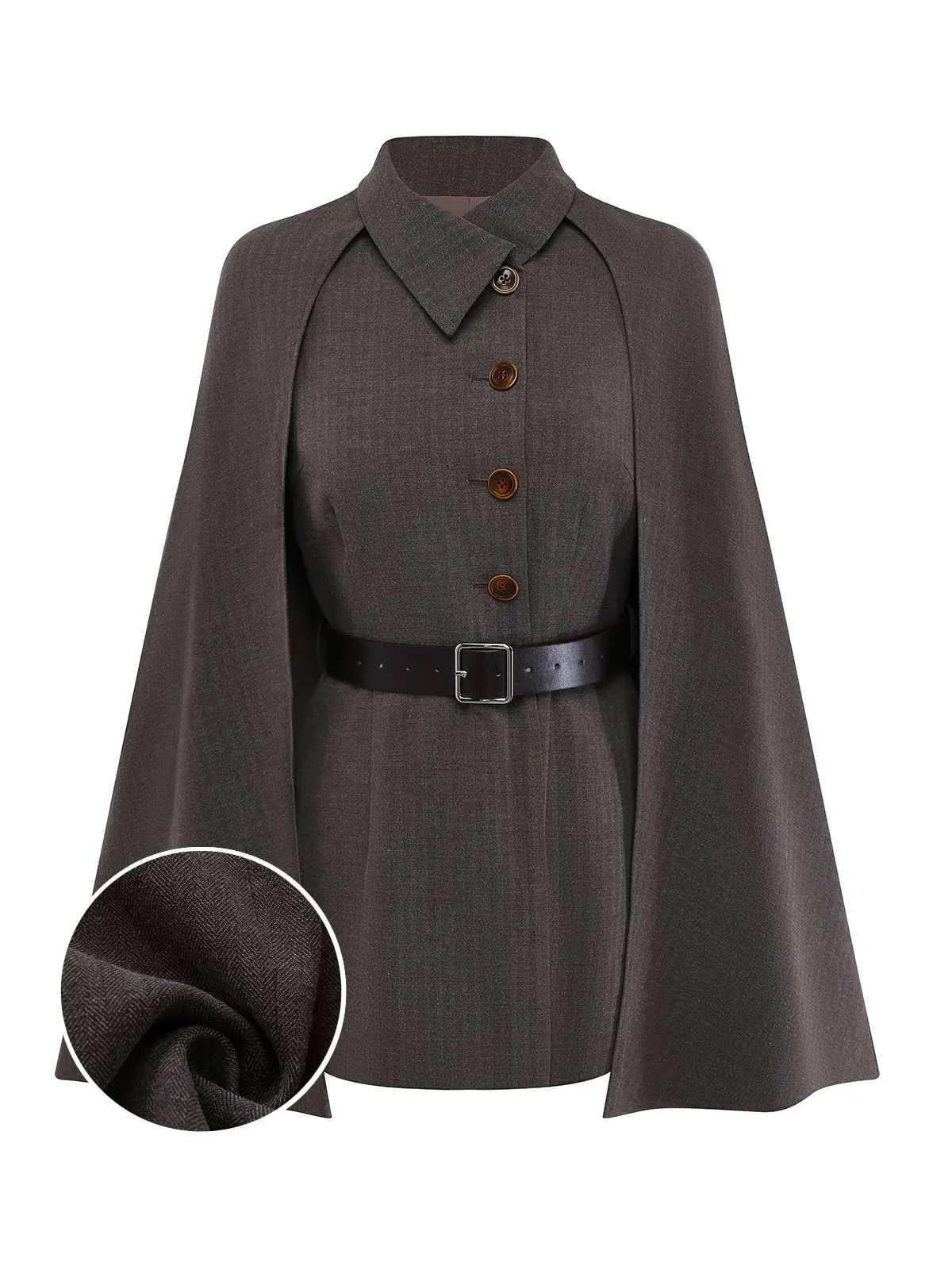 1940s Lapel Belted Jacket With Detachable Cape sold by Retro Stage product image thumbnail 2