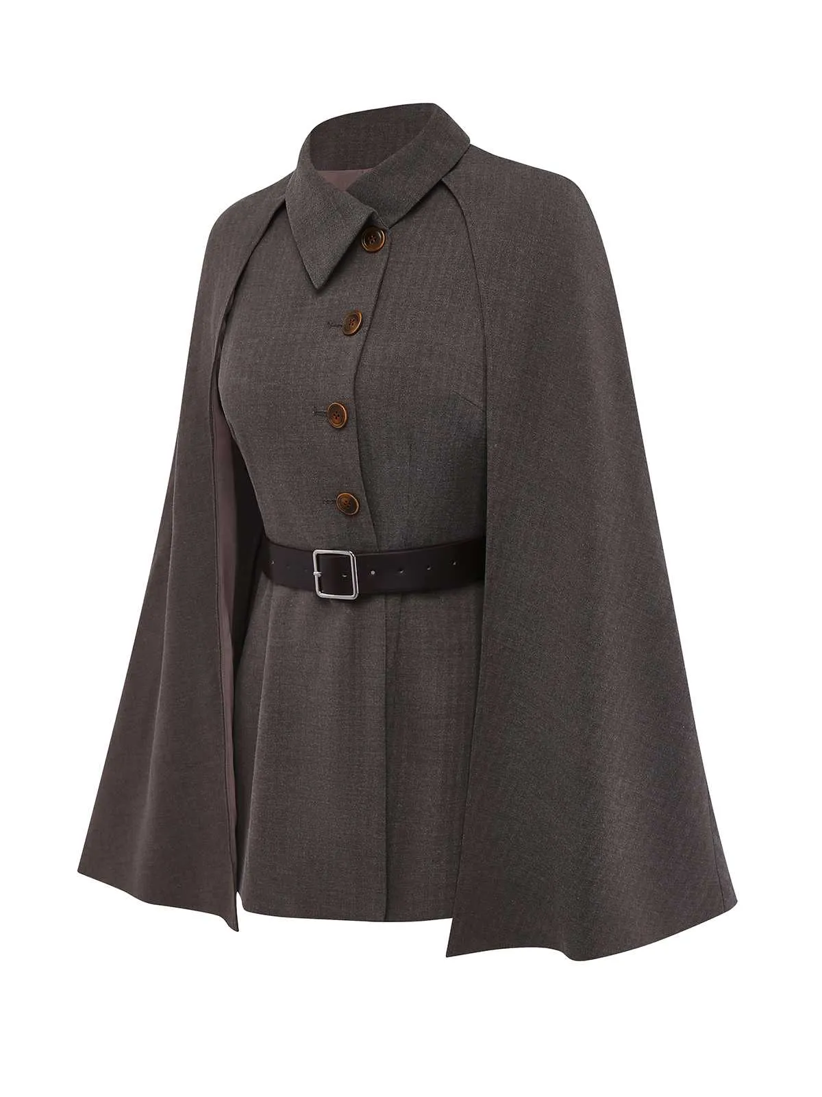 1940s Lapel Belted Jacket With Detachable Cape sold by Retro Stage product image thumbnail 3