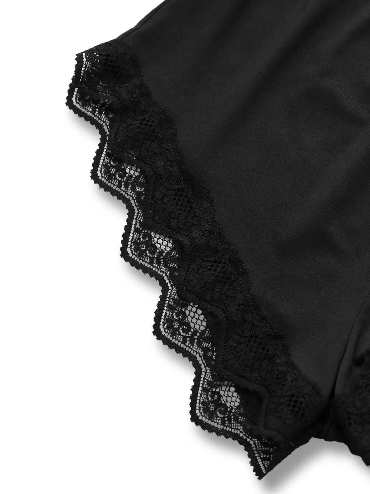 Black 1950s Slip Lace Floral Pajamas sold by Retro Stage product image thumbnail 5