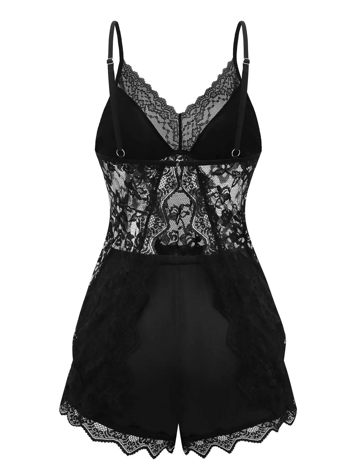 Black 1950s Slip Lace Floral Pajamas sold by Retro Stage product image thumbnail 2