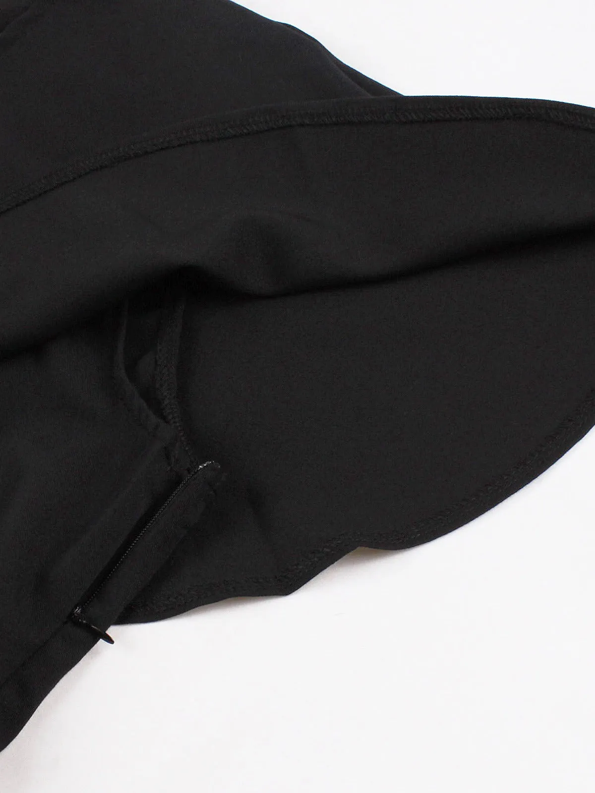 Black 1950s V-Neck Cloak Belted Dress sold by Retro Stage product image thumbnail 5