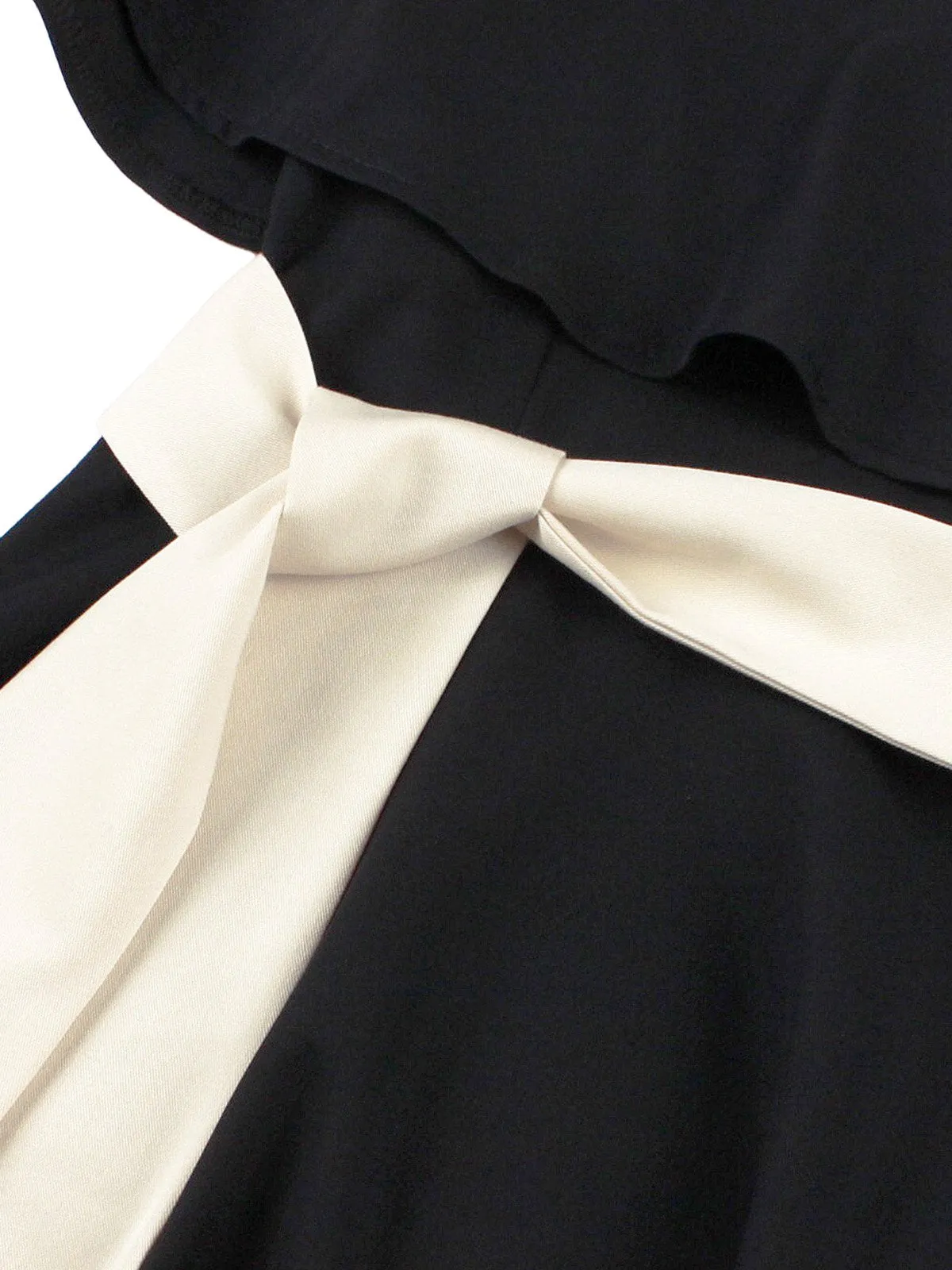 Black 1950s V-Neck Cloak Belted Dress sold by Retro Stage product image thumbnail 3