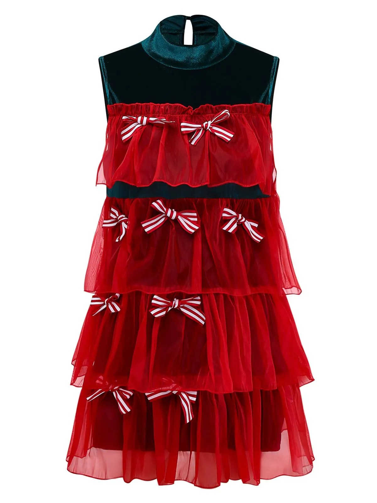 1960s Mesh Bow Christmas Tree Dress sold by Retro Stage product image thumbnail 2