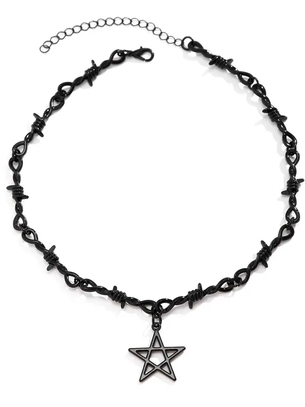 Black Gothic Pentagram Pendant Necklace sold by Retro Stage