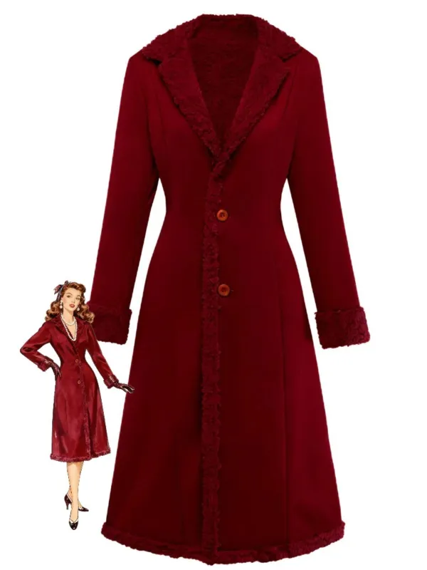 1930s Solid Lapel Button Suedette Mid-Length Coat sold by Retro Stage