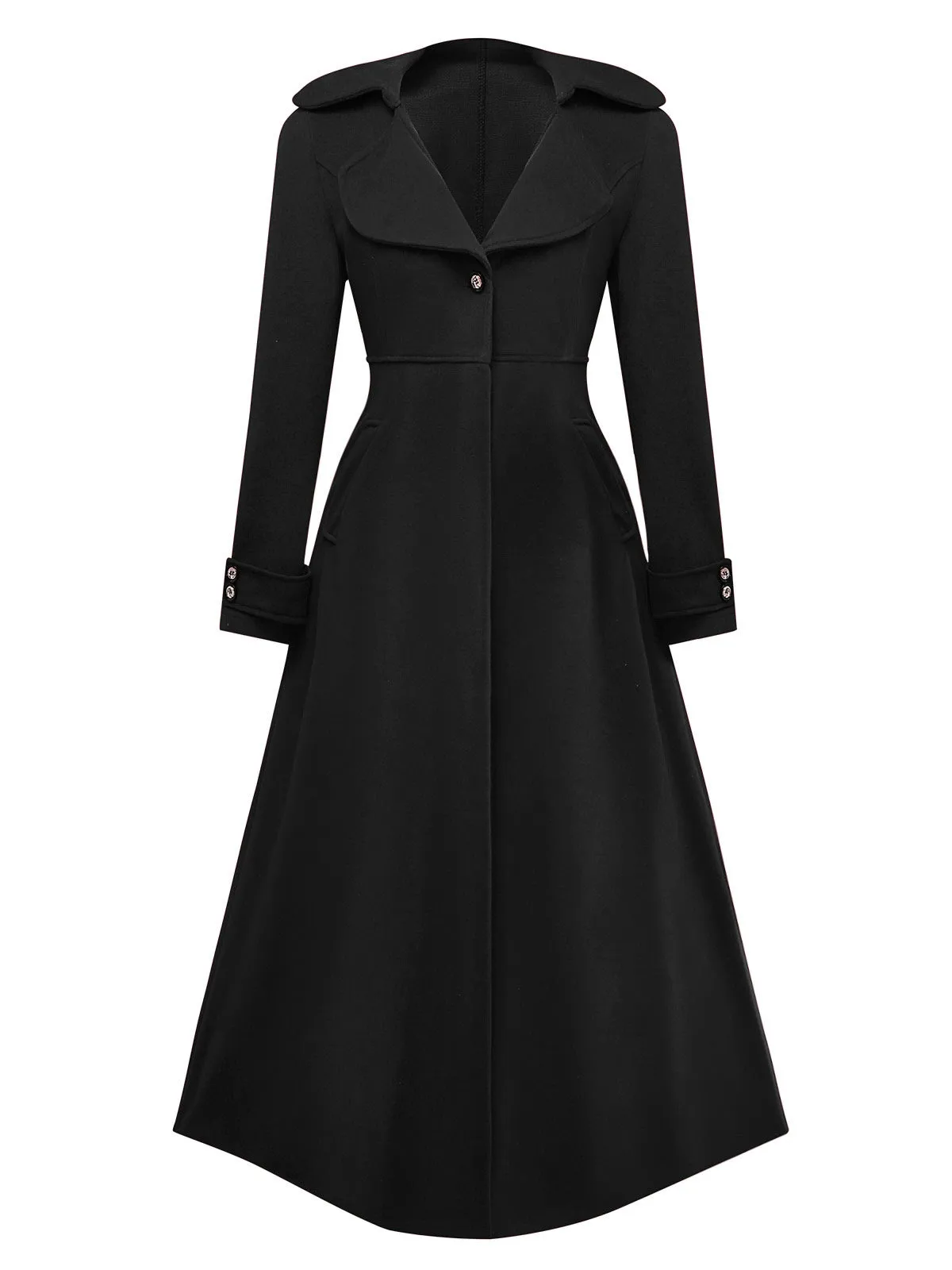 1940s Faux-Wool Notched Collar Long Coat sold by Retro Stage