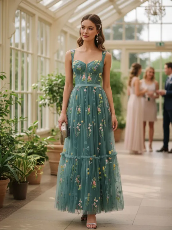 1930s Floral Mesh Boned Lace-Up Dress sold by Retro Stage