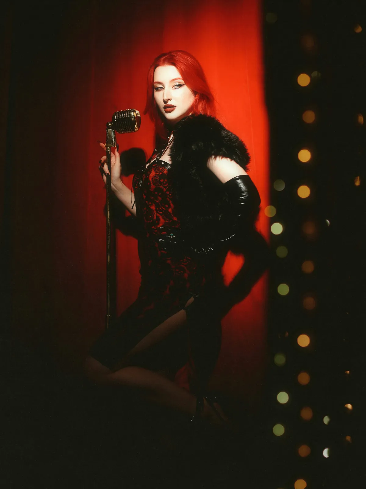 Red 1970s Skull Gothic Halter Pencil Dress sold by Retro Stage product image thumbnail 2