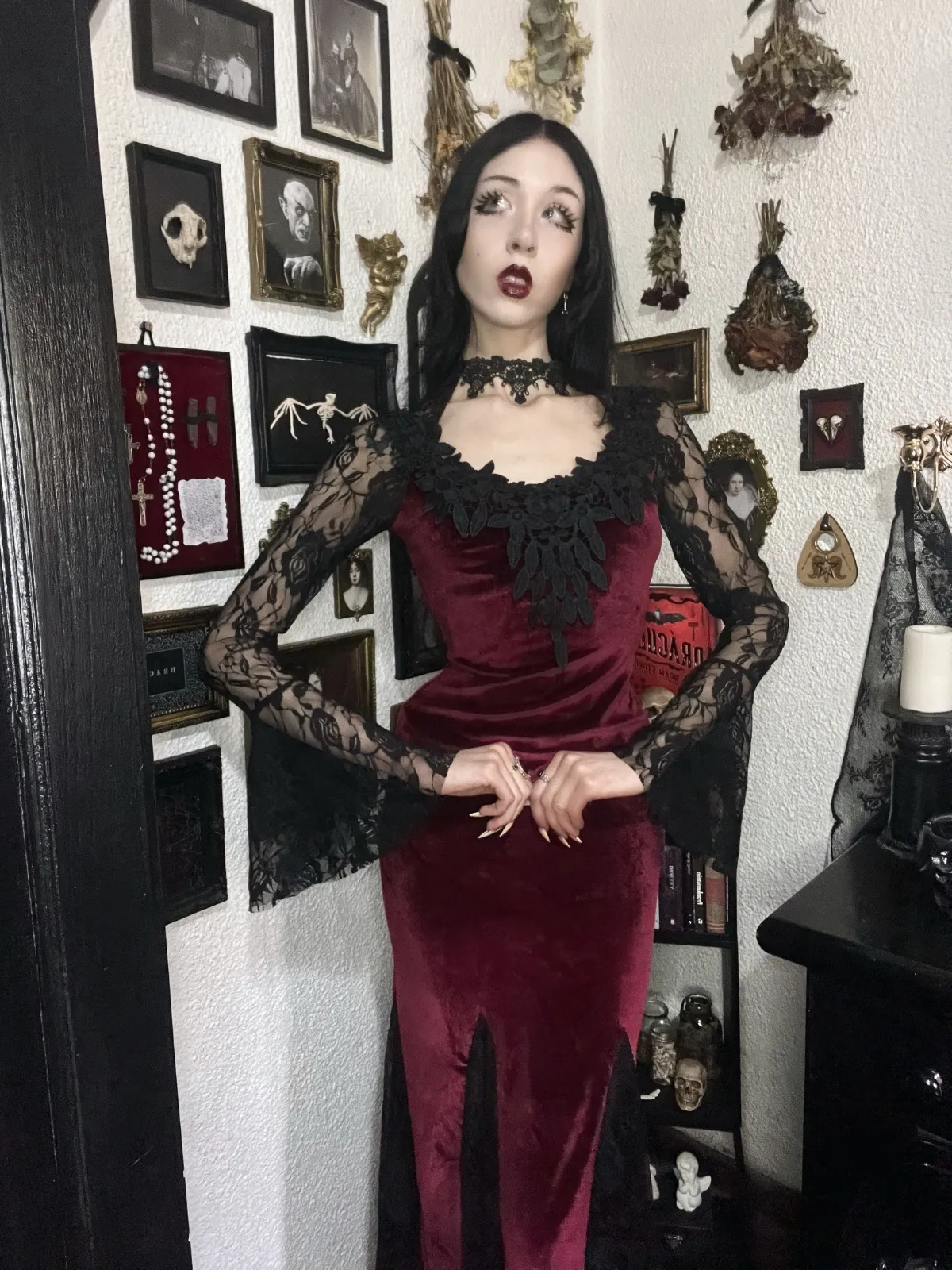 1930s Lace Long Sleeve Fishtail Dress sold by Retro Stage