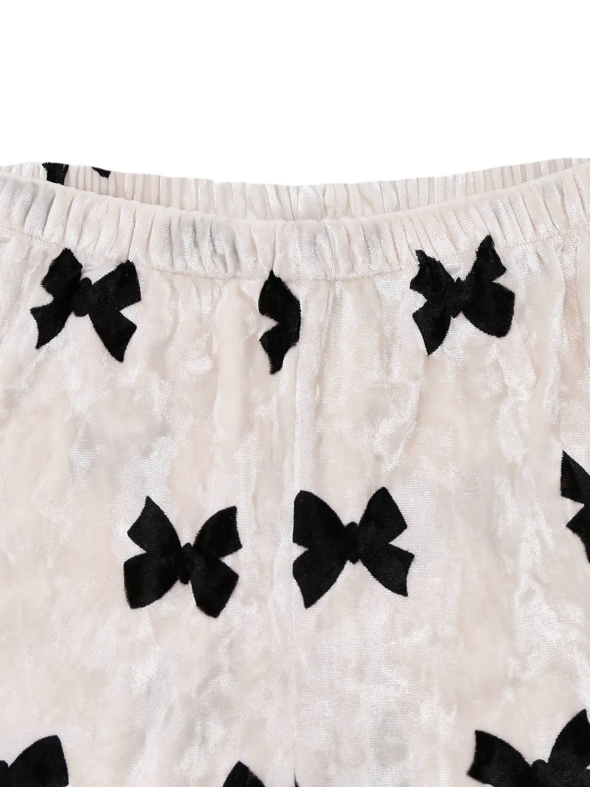 White 1940s Bow Print Velvet Pajama Set sold by Retro Stage product image thumbnail 5