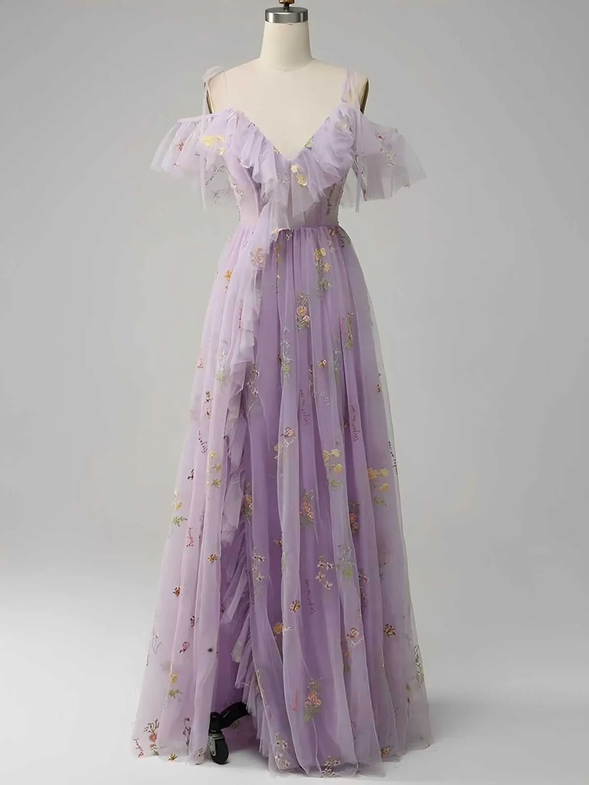 1970s Slip Floral Embroidered Mesh Slit Dress sold by Retro Stage product image thumbnail 4