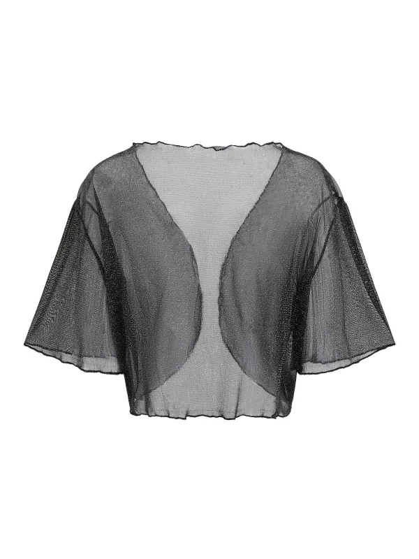 [Plus Size] Black 1970s Sheer Mesh Cardigan made by Retro Stage