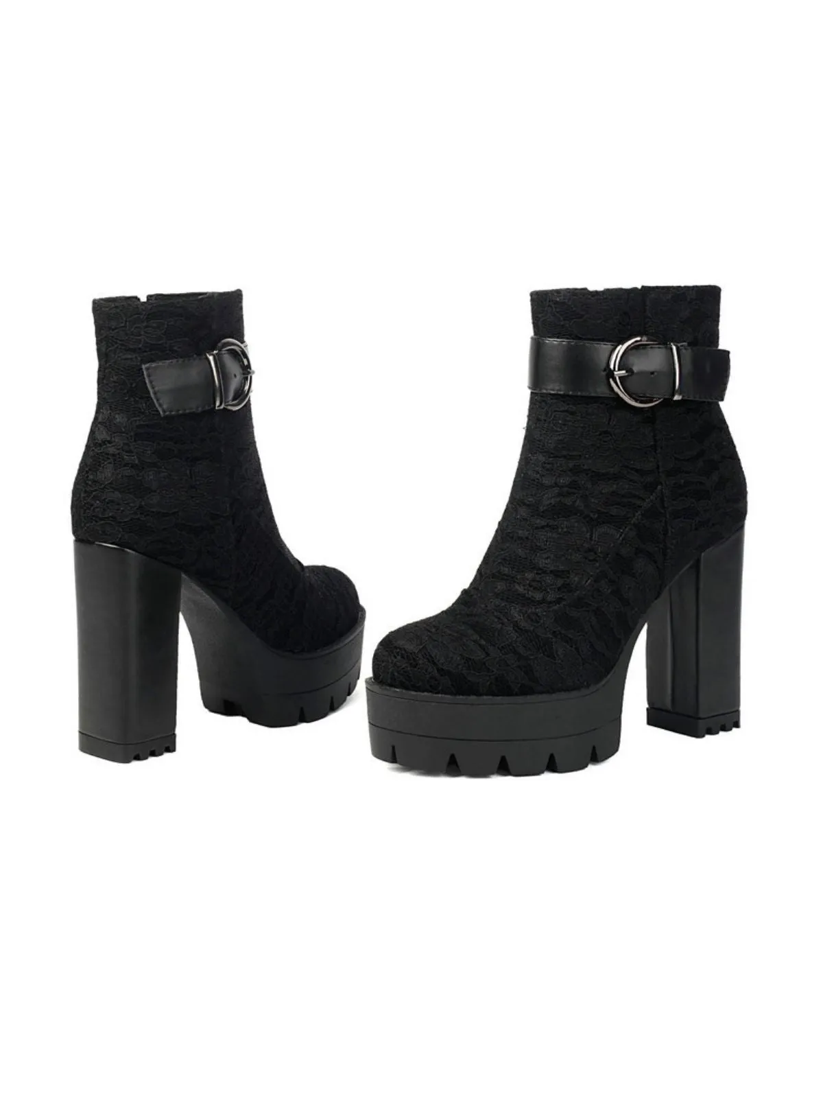 Vintage Lace Chunky Heel Platform Ankle Boots sold by Retro Stage product image thumbnail 5