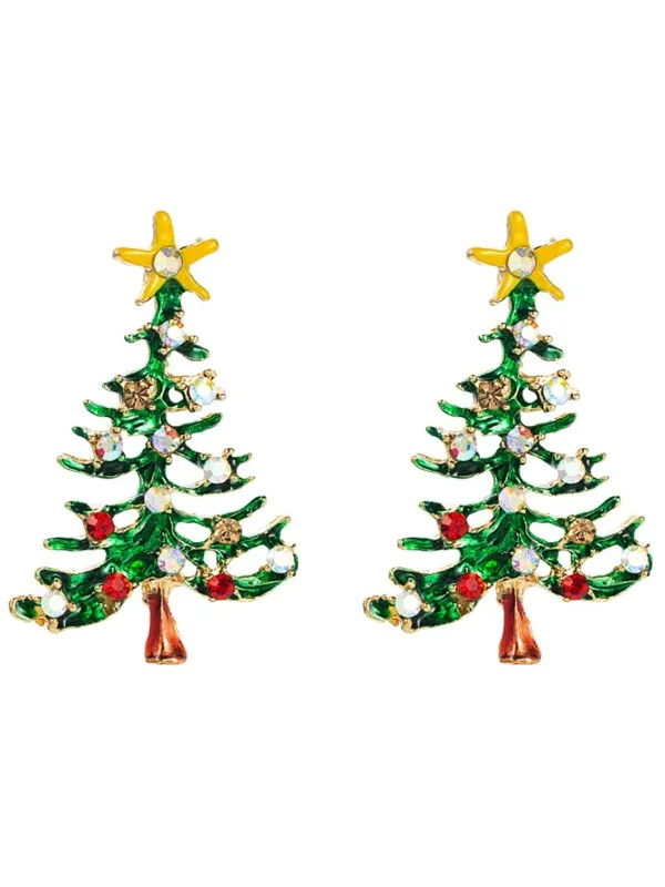 Christmas Tree Rhinestone Earrings sold by Retro Stage