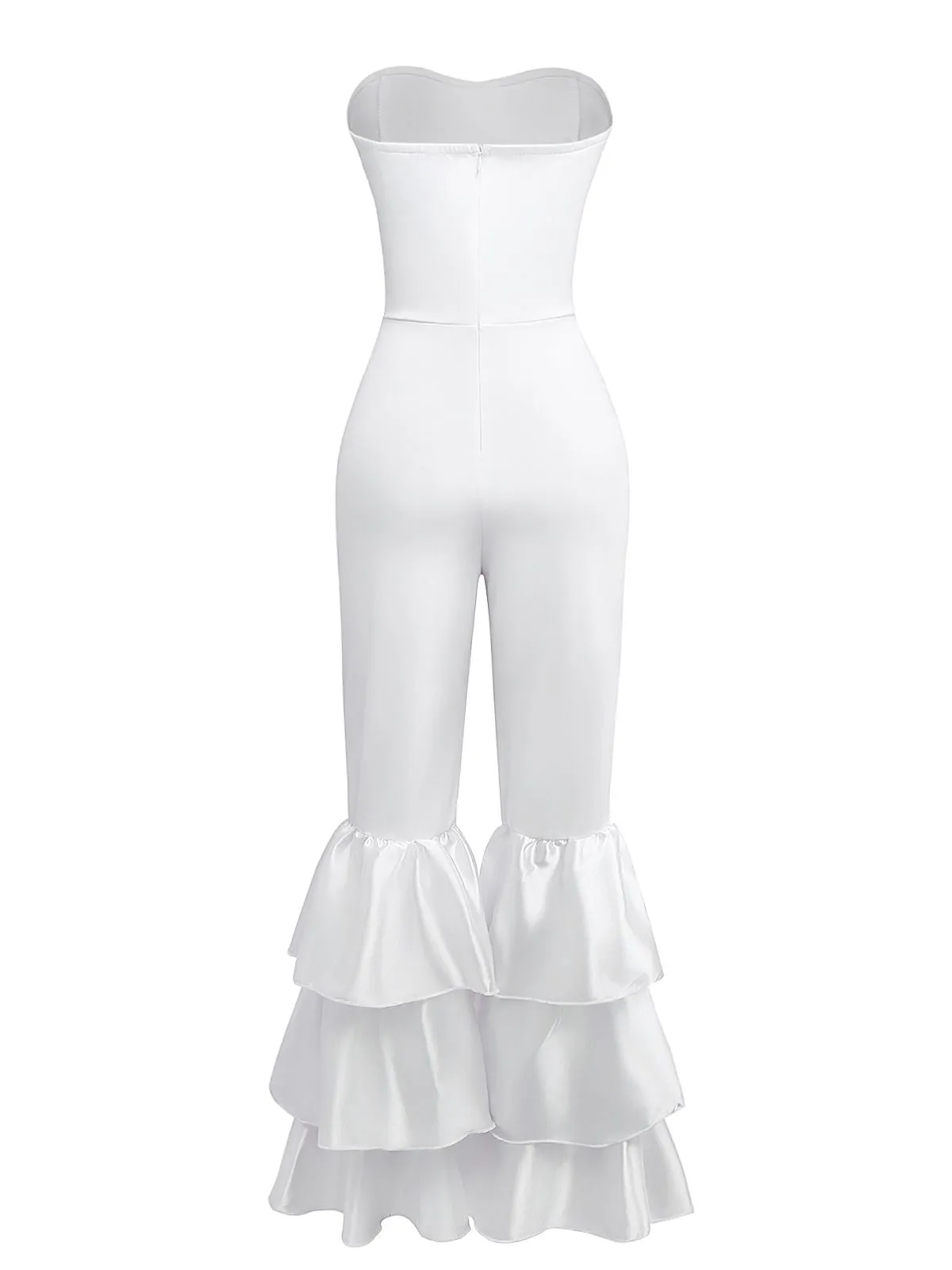 1970s Boho Strapless Solid Pleated Ruffle Jumpsuit sold by Retro Stage product image thumbnail 2