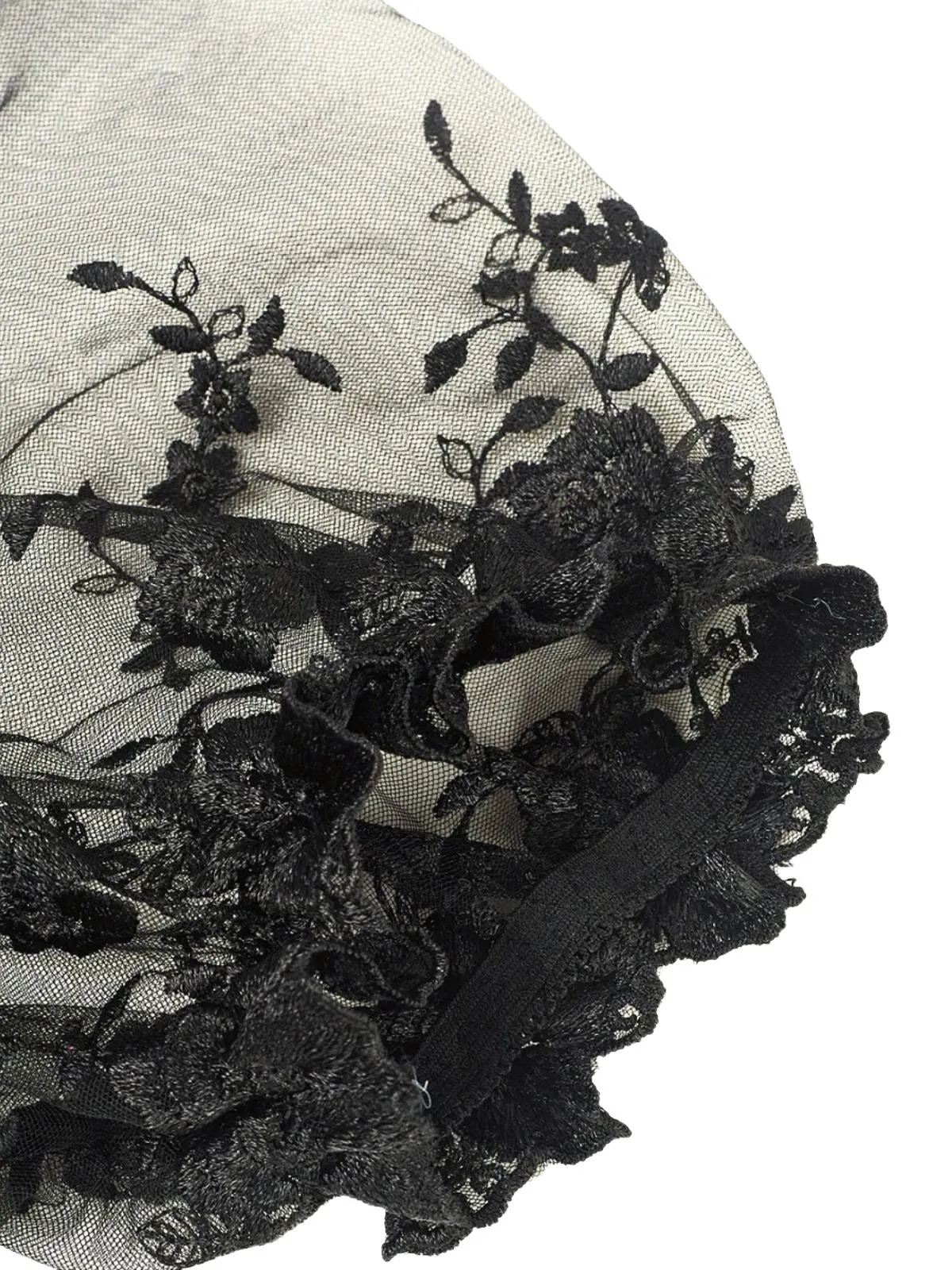 Black 1970s Puff Sleeve Lace Corset Top sold by Retro Stage product image thumbnail 3