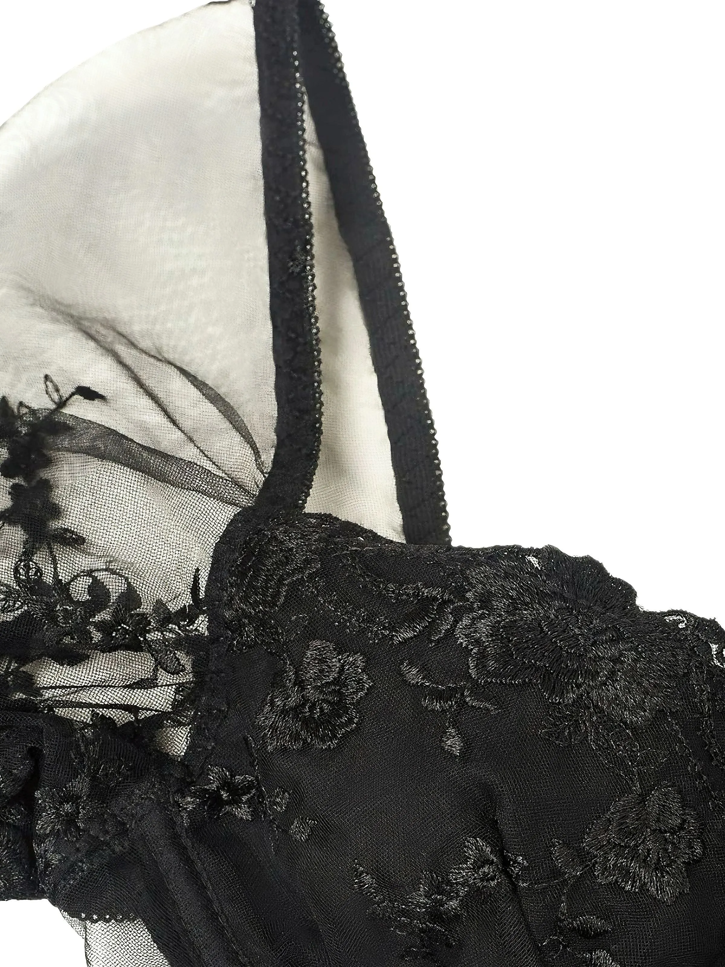 Black 1970s Puff Sleeve Lace Corset Top sold by Retro Stage product image thumbnail 5