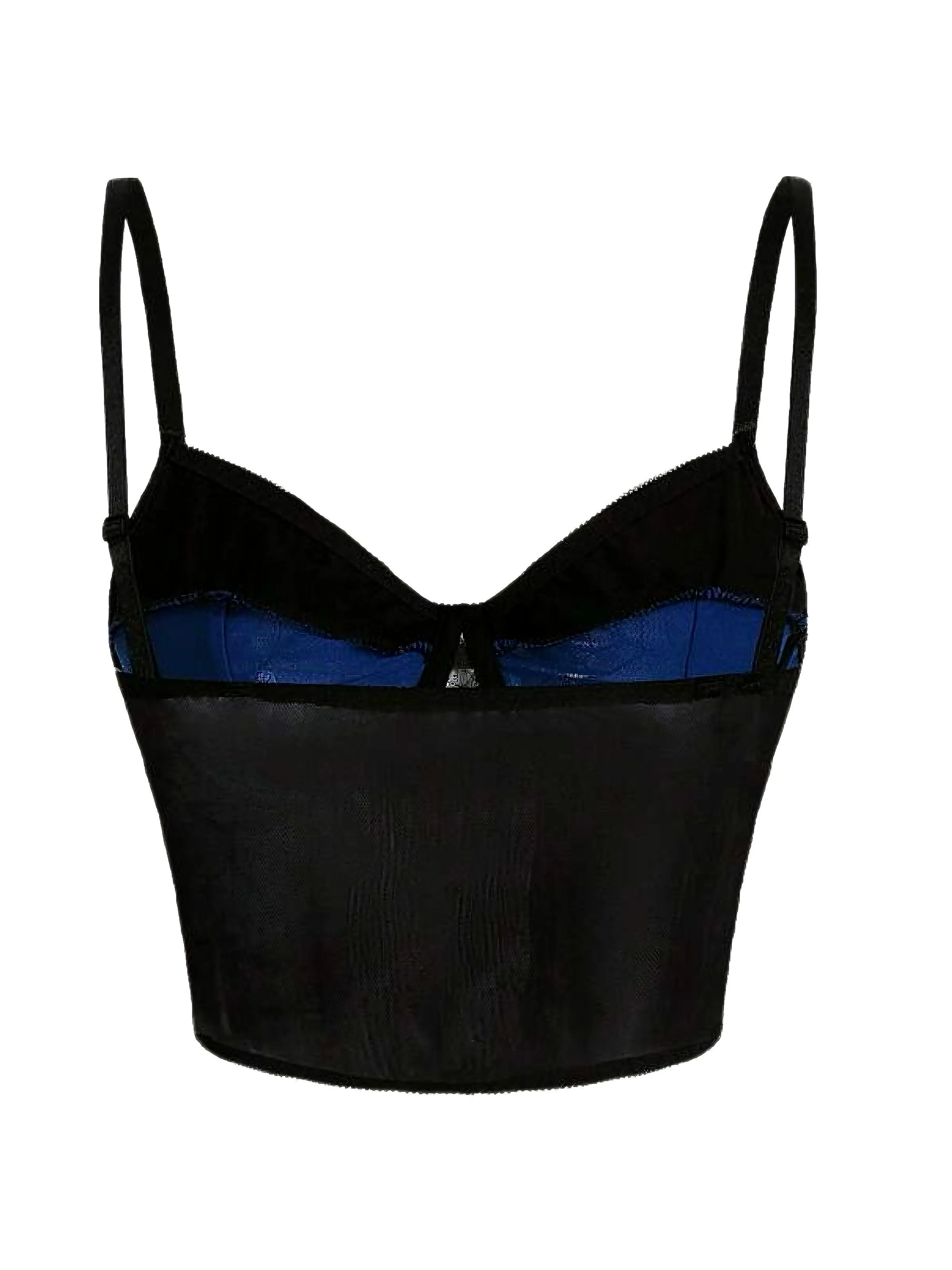 Dark Blue 1980s Punk Lace Patchwork Corset Top sold by Retro Stage product image thumbnail 2