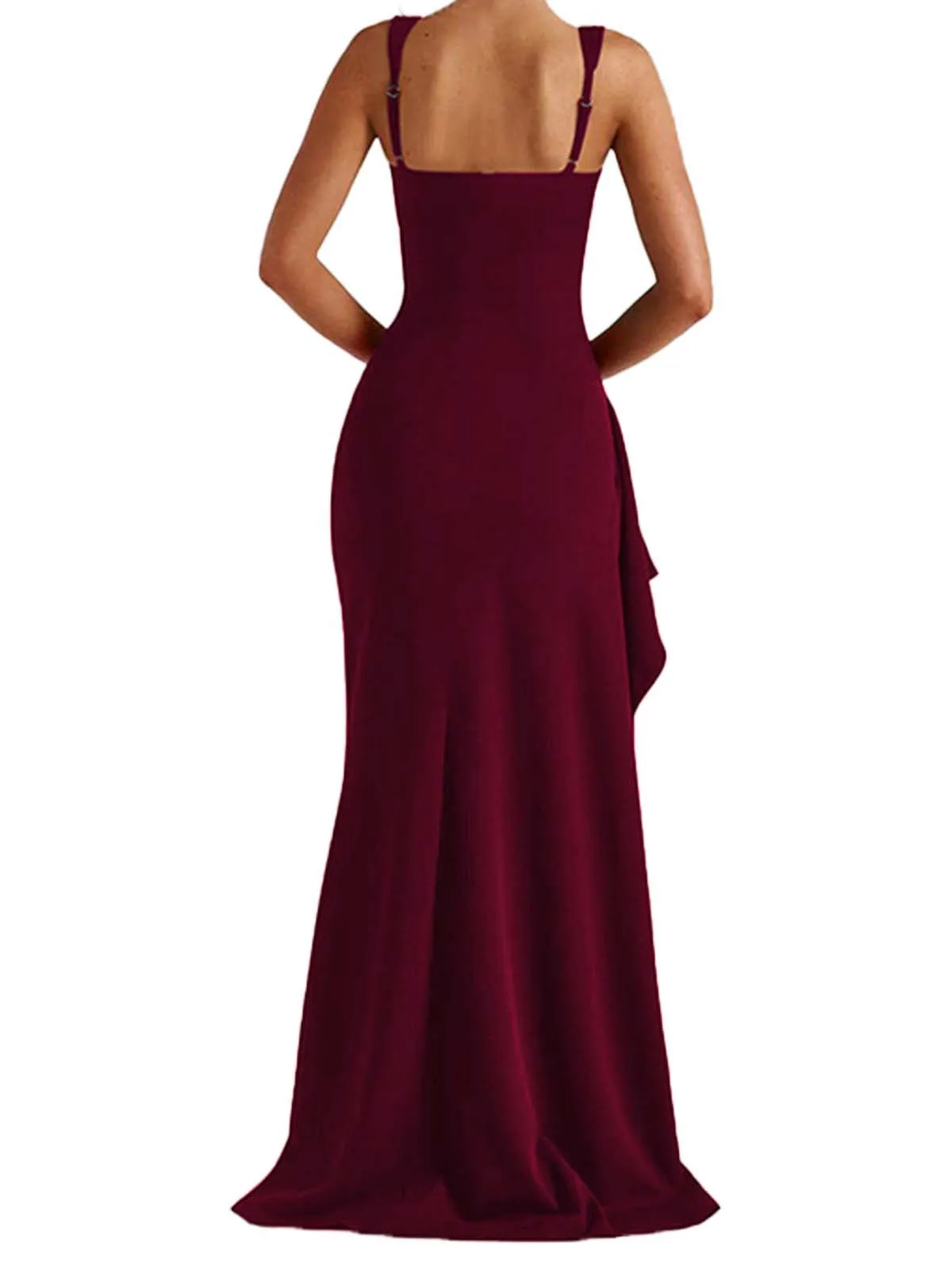 1930s Solid High-Split Square Neck Bodycon Dress sold by Retro Stage product image thumbnail 4