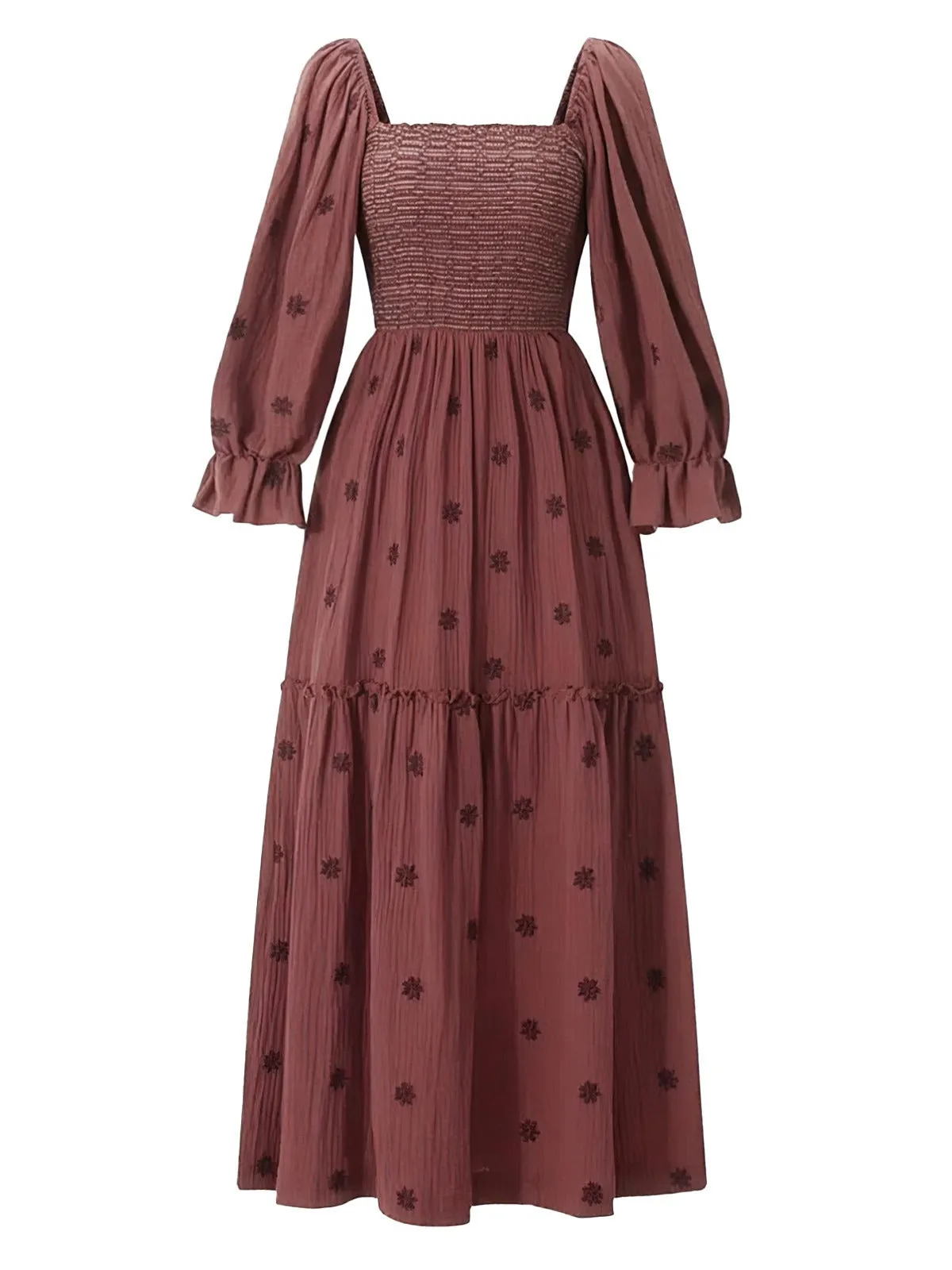 1940s Embroidered Floral Lantern Sleeve Dress sold by Retro Stage