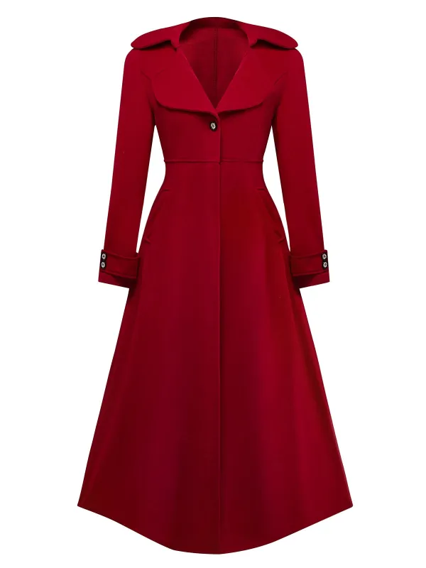 1940s Faux-Wool Notched Collar Long Coat sold by Retro Stage