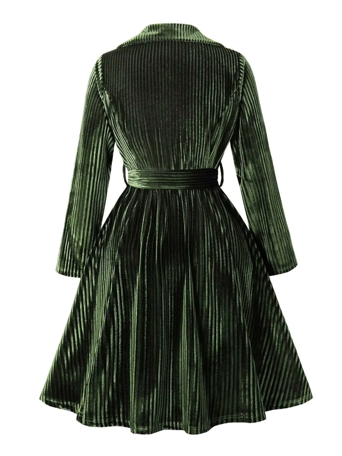 Green 1950s Christmas Corduroy Long Sleeve Dress sold by Retro Stage product image thumbnail 2