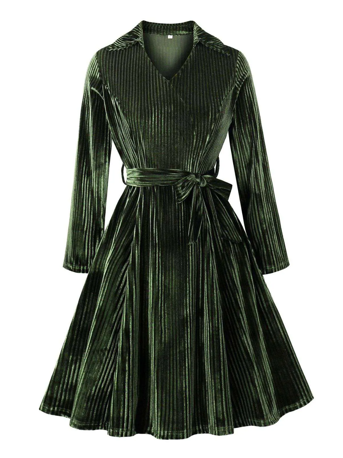 Green 1950s Christmas Corduroy Long Sleeve Dress sold by Retro Stage