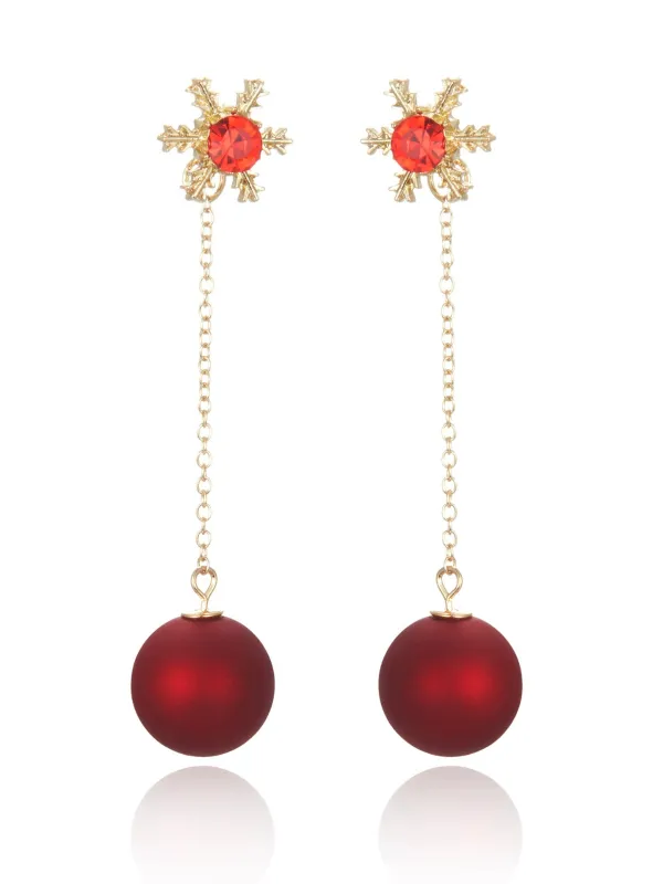 Red Christmas Snowflakes & Balls Earrings made by Retro Stage