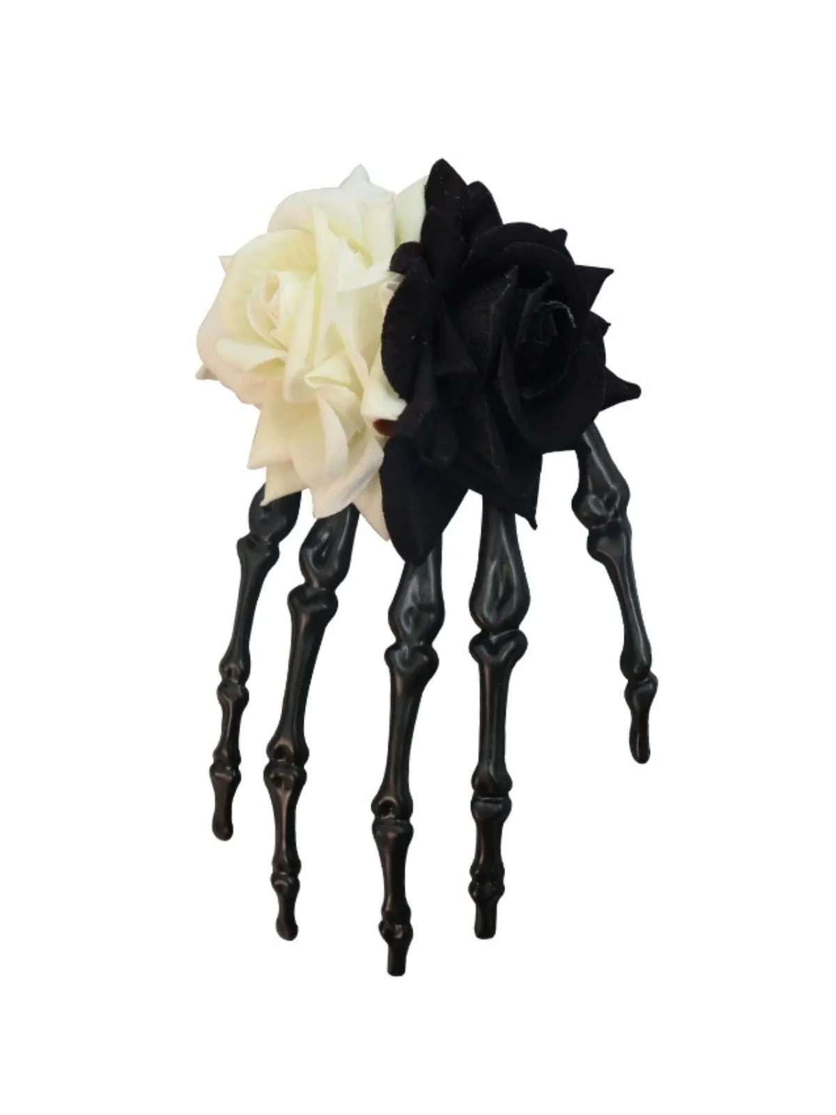 Black Halloween Rose Skeleton Hand Hair Clip sold by Retro Stage product image thumbnail 2