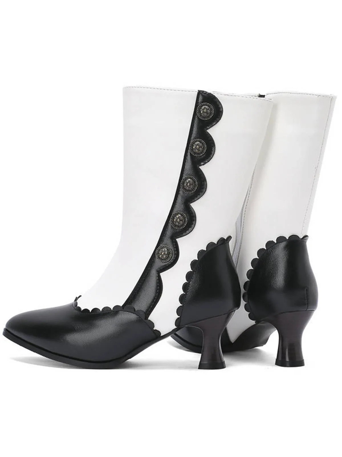 Vintage Leather Suede Button Mid Calf Boots sold by Retro Stage product image thumbnail 2